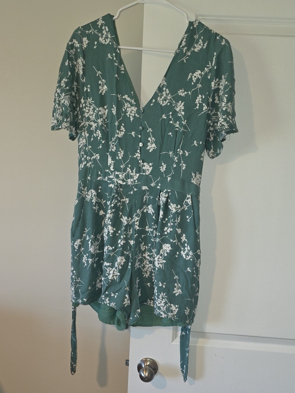 Greylin Green Floral V-Neck Romper